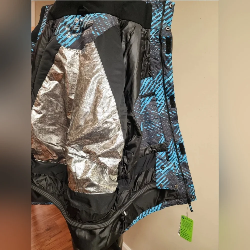 Men's Coat Size 2XL Blue & Black Design Waterproof Windproof All Weather - Picture 12 of 15